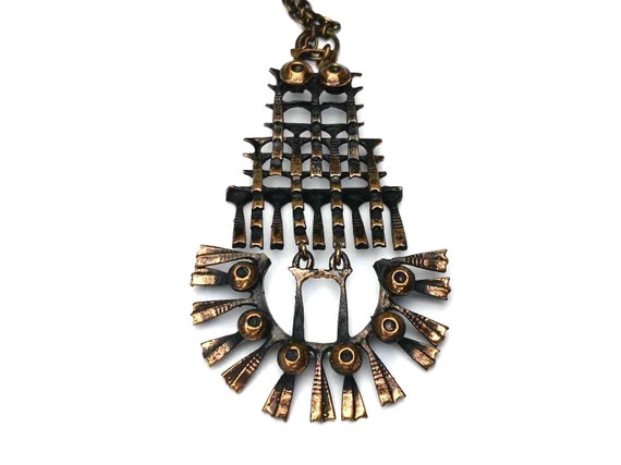 Pentti Sarpaneva necklace vtg bronze owl pendant … - image 1