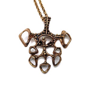 Studio Else & Paul pendant vtg necklace chain Norway Norwegian Scandinavian bronze jewelry Nordic