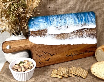 Engraved Beach Charcuterie Board - Sandy Toes, Seagull Shows