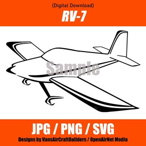 Van's Aircraft Rv-7 Outline Image, JPG, PNG, SVG, Cricut, Silhouette, digital file, Experimental Aircraft Image for Aviation