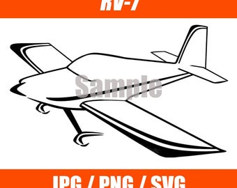 Van's Aircraft Rv-7 Outline Image, JPG, PNG, SVG, Cricut, Silhouette, digital file, Experimental Aircraft Image for Aviation