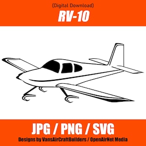 Van's Aircraft Rv-10 Outline Image, PNG, JPG, SVG. Cricut, Silhouette, arquivo digital, Imagem de Aeronave Experimental para Aviação