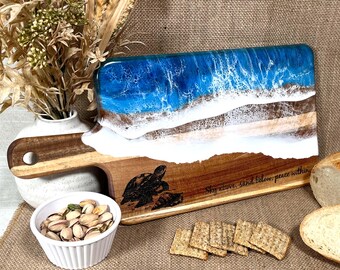 Engraved Beach Charcuterie Board - Sky Above, Sand Below, Peach Within
