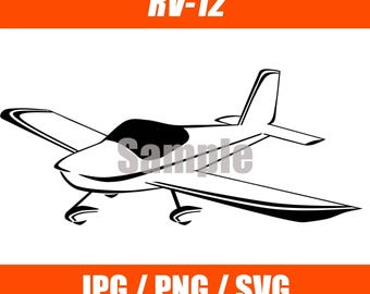 Van's Aircraft Rv-12iS Outline Image, JPG, PNG, SVG, Cricut, Silhouette, digital file, Experimental Aircraft Image for Aviation