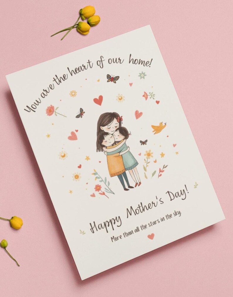 Mother’s Day Card Printable 5x7 | Editable Canva Template | Floral ...