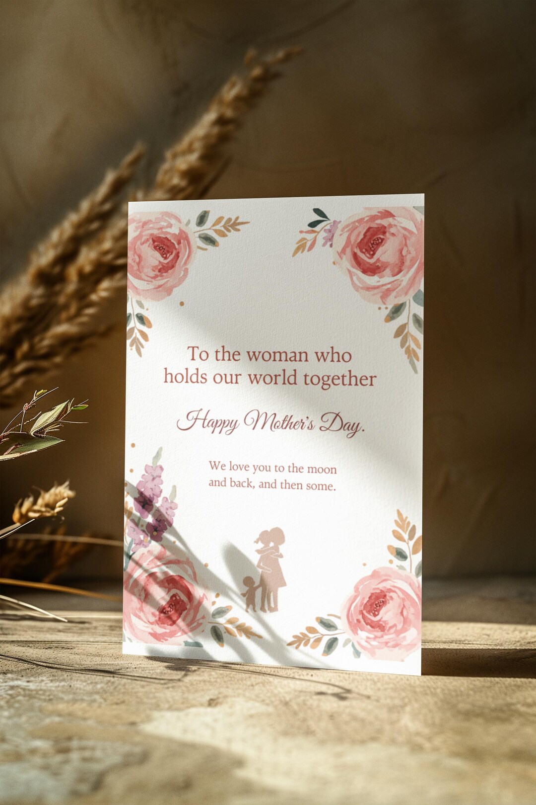 Editable Mother’s Day Card Canva Template A4 | Floral Mom Card ...