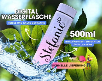 DIGITAL WASSERFLASCHE, Personalisierte Wasserflasche Mit Intelligenter Temperaturanzeige, Edelstahl-Isolierbecher , 500ml Kapazität