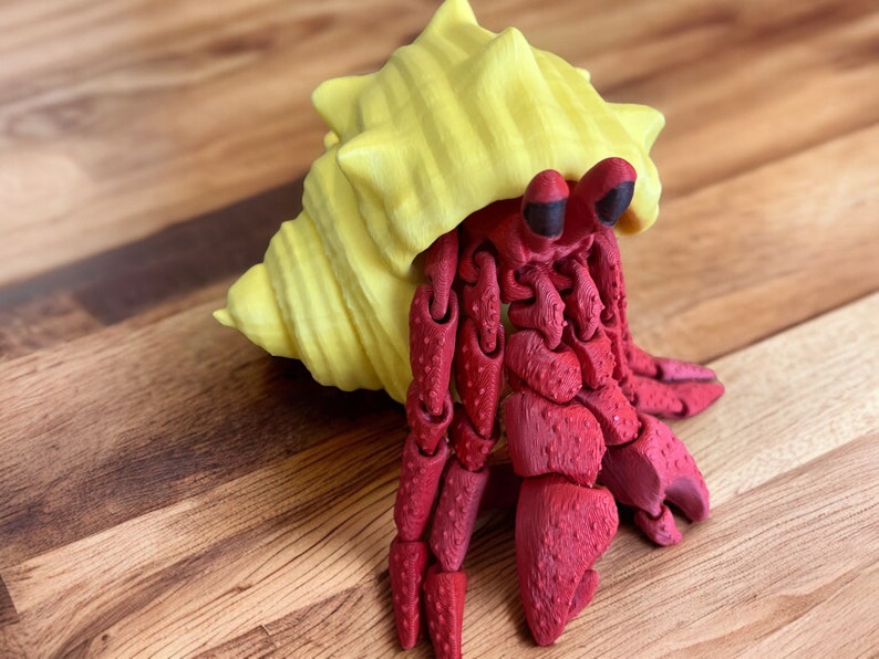 3D Druck bewegliche Krabbe mit Muschel | große Farbauswahl | Dekoration