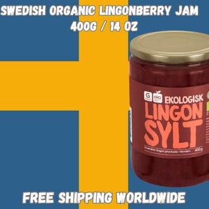 Geléia orgânica sueca de lingonberry 14 oz / 400g, Frete grátis Geléia orgânica sueca, Pasta orgânica de lingonberry, Conserva de lingonberry