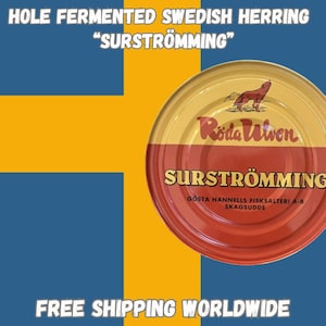 Klein blikje Surströmming, 400 g, gratis verzending: hele gefermenteerde Zweedse haring, Stinky Fish Challenge, Zure haring, Gefermenteerde vis. Zweden