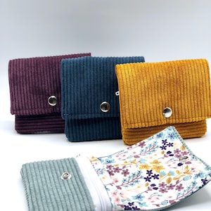 Handlicher mini Geldbeutel /praktisches Portemonnaie  / Geldbörse aus Kord in 4 verschiedenen Farben (mint/ blau/ bordeaux/ ocker gelb)