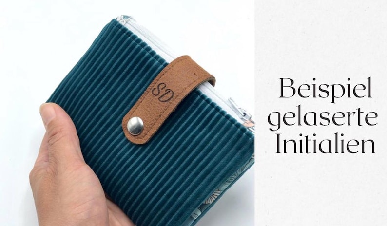 Handy mini wallet / practical purse / purse with cord in blue/ green/ purple or beige, customizable image 10