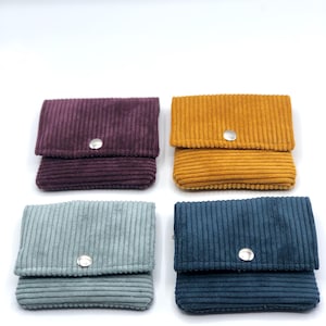 Handlicher mini Geldbeutel /praktisches Portemonnaie  / Geldbörse aus Kord in 4 verschiedenen Farben (mint/ blau/ bordeaux/ ocker gelb)