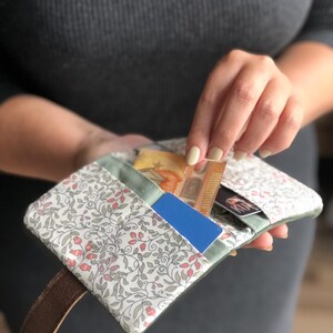 Handy mini wallet / practical purse / purse with cord in blue/ green/ purple or beige, customizable image 16
