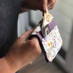 Handy mini wallet / practical purse / purse with cord in blue/ green/ purple or beige, customizable image 13