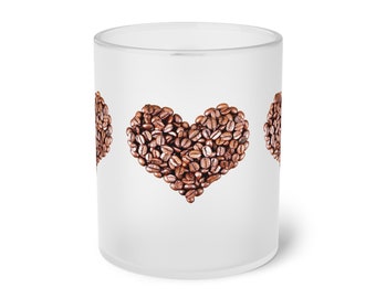 Tazza da caffè in vetro satinato con cuore (0,33 litri)