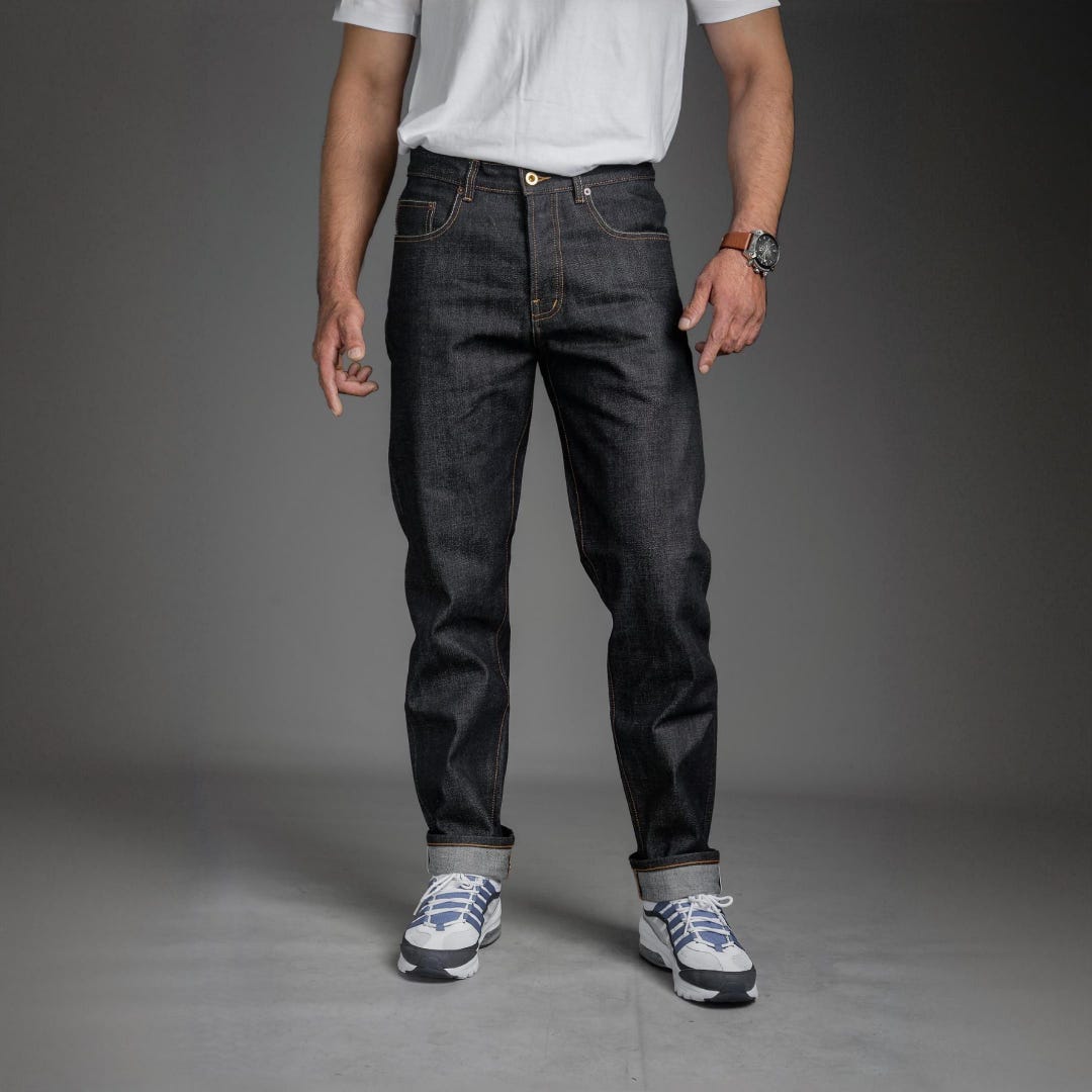 Japanese Selvedge Raw Denim Jeans Regular Straight Indigo High