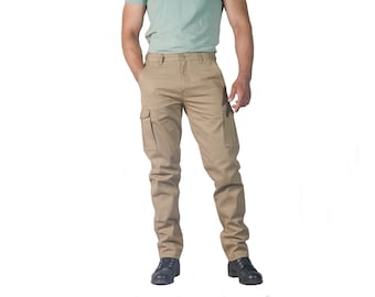 Premium Mens Cargo Pant - Relaxed Tapered Fit (Light Brown & Green)