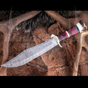 Custom Handmade Bowie Knife, Gift knife, Gift for dad, gift for him, Bushcraft Camping Knife, Survival Tool Sharp Blade, Birthday Gift