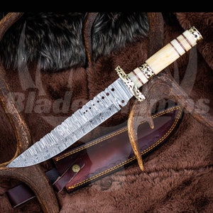 Custom Handmade Bowie Knife, Gift knife, Gift for dad, gift for him, Bushcraft Camping Knife, Survival Tool Sharp Blade, Birthday Gift