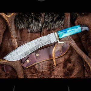 Custom Handmade Bowie Knife, Gift knife, Gift for dad, gift for him, Bushcraft Camping Knife, Survival Tool Sharp Blade, Birthday Gift