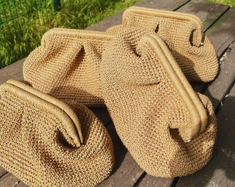 Handgefertigte Raffia Clutch - Geschenk zum Muttertag - Sommer Strohtasche und Brautjungfer Geldbörse - Übergroße Raffia Handtasche - Fashion Clutch für den Sommer