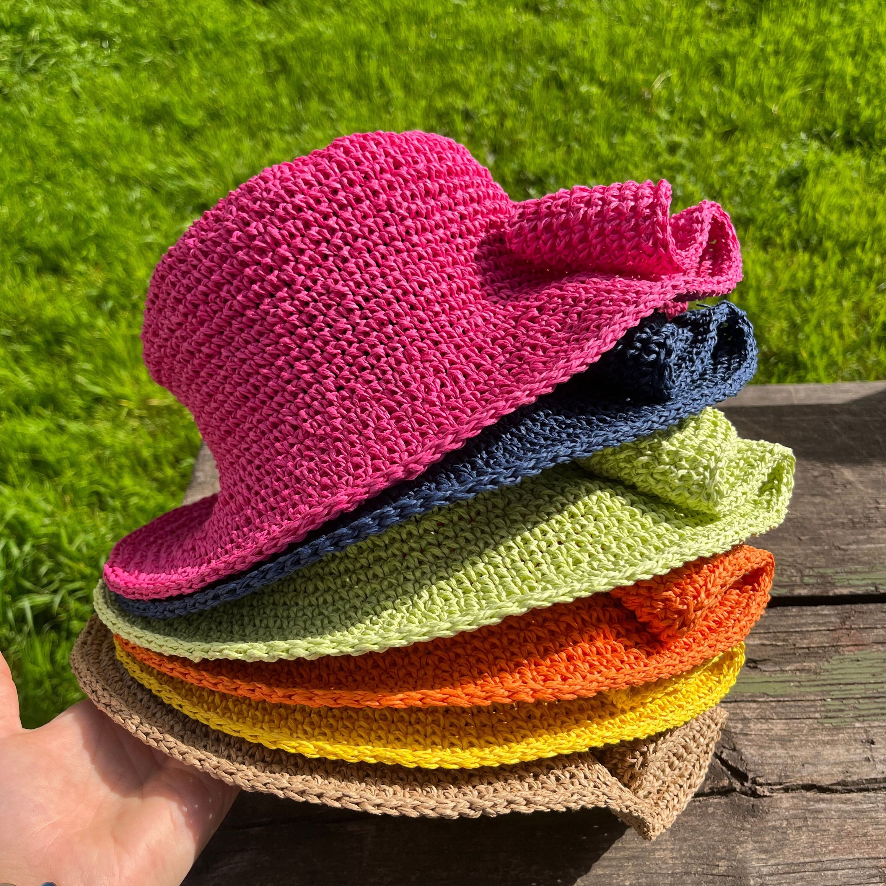 Handmade Crochet Bow Raffia Hat – Boho Beach Sun Hat - Etsy display picture 3