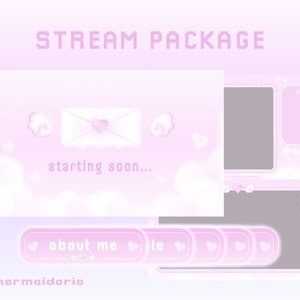 Pacote de transmissão Twitch Pink Heart Valentine | Sobreposições de transmissão | Painéis Twitch | Pacote de transmissão fofo | Pacote de sobreposição | Animado | Twitch Kawaii