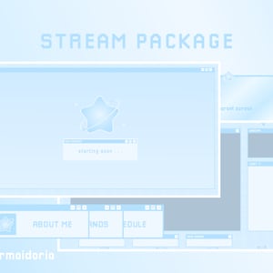 Blauw pastel Cyber Celestial Stream-pakket | Stream-overlays | Twitch-panelen | Leuk streampakket | Overlay-pakket | Pastelkleur | Kawaii Twitch