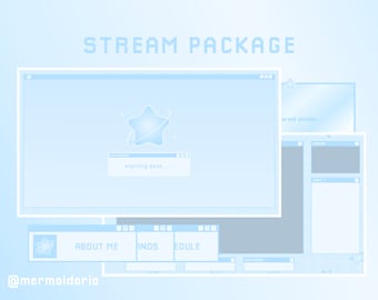 Blå pastellfärgat cybercelestialt streampaket | Stream-överlägg | Twitch-paneler | Söt streampaket | Överläggspaket | Pastell | Kawaii Twitch