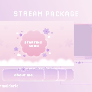 Purple Pink Flower Twitch Stream Package | Stream Overlays | Twitch Panels | Cute Stream Pack | Overlay Package | Pastel | Kawaii Twitch
