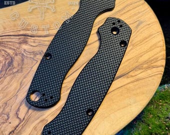 Spyderco ParaMilitary 2 (PM2) G10 Texture Micarta Black Scales, Cover, Handles, Grips, Griffschalen