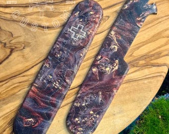 Cachas personalizadas para Victorinox 91 mm Plus Box Elder Stabwood Black/Red, Funda, Mangos, Empuñaduras, Griffschalen, SAK