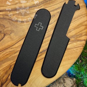 Victorinox 91 mm Plus G10 Extra Fine Texture Micarta Black Scales, Cover, Handles, Grips, Griffschalen, SAK