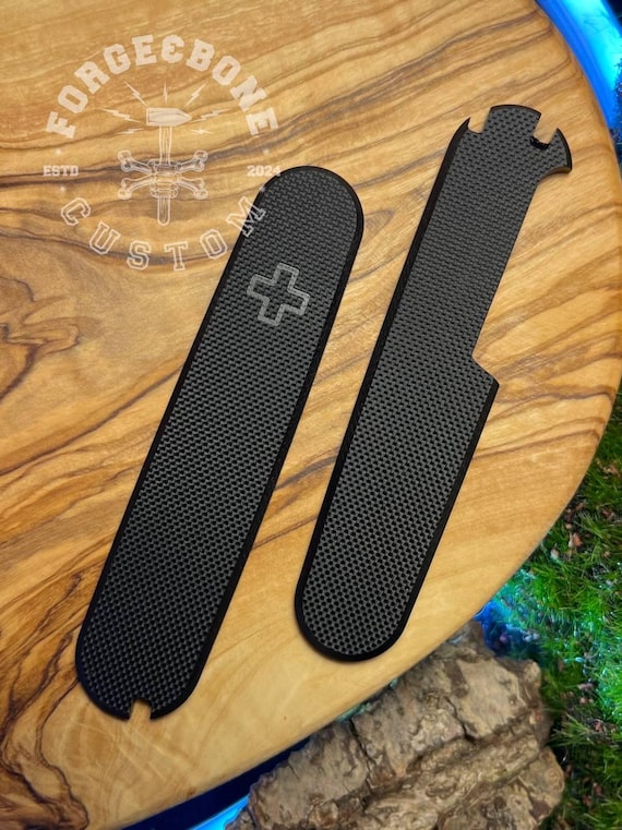 Custom scales for Victorinox 91 mm Plus G10 Extra Fine Texture Micarta Black Scales, Cover, Handles, Grips, Griffschalen, SAK