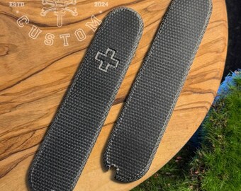 Custom scales for Victorinox 84 mm (No corcscrew cutout!) Canvas Micarta Black Unfinished Scales, Cover, Handles, Grips, Griffschalen, SAK