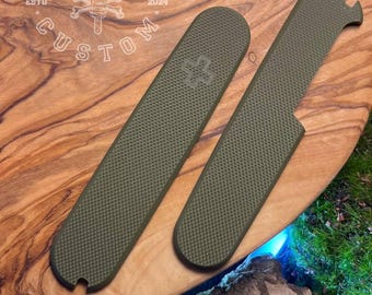 Victorinox 91 mm Plus G10 Extra Fine Texture Micarta Army Green Scales, Cover, Handles, Grips, Griffschalen, SAK