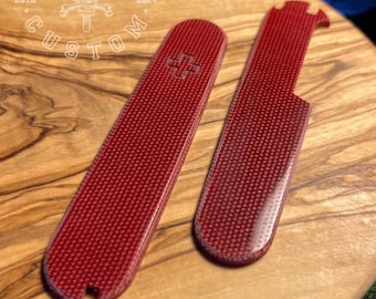 Victorinox 91 mm Plus Canvas Micarta Rot Polieren Skalen, Abdeckung, Griffe, Griffschalen, SAK