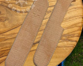 Cachas personalizadas para Victorinox 91 mm Plus Canvas Micarta Marrón Natural Cachas sin acabado, Funda, Mangos, Empuñaduras, Griffschalen, SAK
