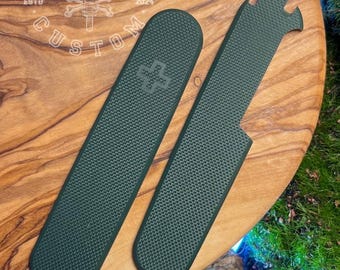 Victorinox 91 mm Plus G10 Extra Fine Texture Micarta Forest Green Scales, Cover, Handles, Grips, Griffschalen, SAK