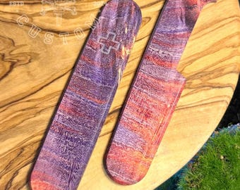 Custom scales for Victorinox 91 mm Plus Box Elder Stabwood Purple/Orange Scales, Cover, Handles, Grips, Griffschalen, SAK