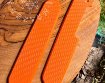 Cachas personalizadas para Victorinox 91 mm Plus G10 Micarta de textura extrafina naranja, funda, mangos, empuñaduras, Griffschalen, SAK