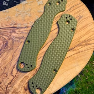 Spyderco ParaMilitary 2 (PM2) G10 Texture Micarta Army Green Scales, Cover, Handles, Grips, Griffschalen