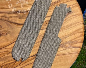 Custom scales for Victorinox 91 mm Plus Canvas Micarta Green Unfinished Scales, Cover, Handles, Grips, Griffschalen, SAK
