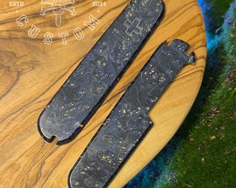 Victorinox 91 mm Plus Box Elder Stabwood Dark Blue Scales, Cover, Handles, Grips, Griffschalen, SAK