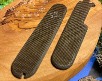 Victorinox 91 mm Plus Canvas Micarta Green Polierskalen, Abdeckung, Griffe, Griffschalen, Griffschalen, SAK