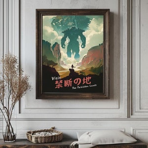 Shadow of Colossus Vintage travel poster Colossus Inspired - Epic Gaming Art Print - Wander & Colossi - Video Game Fan Gift