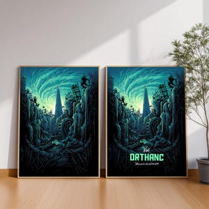 Dark Tower Fantasy Travel Poster – Printable Wall Art Inspired by a Wizard’s Stronghold