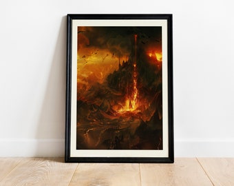 Mystical Mount Adventure Print - Doom Volcano Poster - Power Rings Wall Art