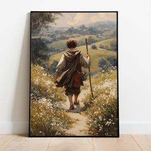 Leaving the Shire – Fantasy LOTR-Inspired Oil Painting | Fellowship of the Ring Fine Art Print | Middle Earth Adventure Wall Decor